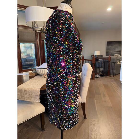 Nasty Gal Heart Cut Out Sequin Bodycon Mini Dress Size 14 (US) Black NWT - Picture 7 of 10